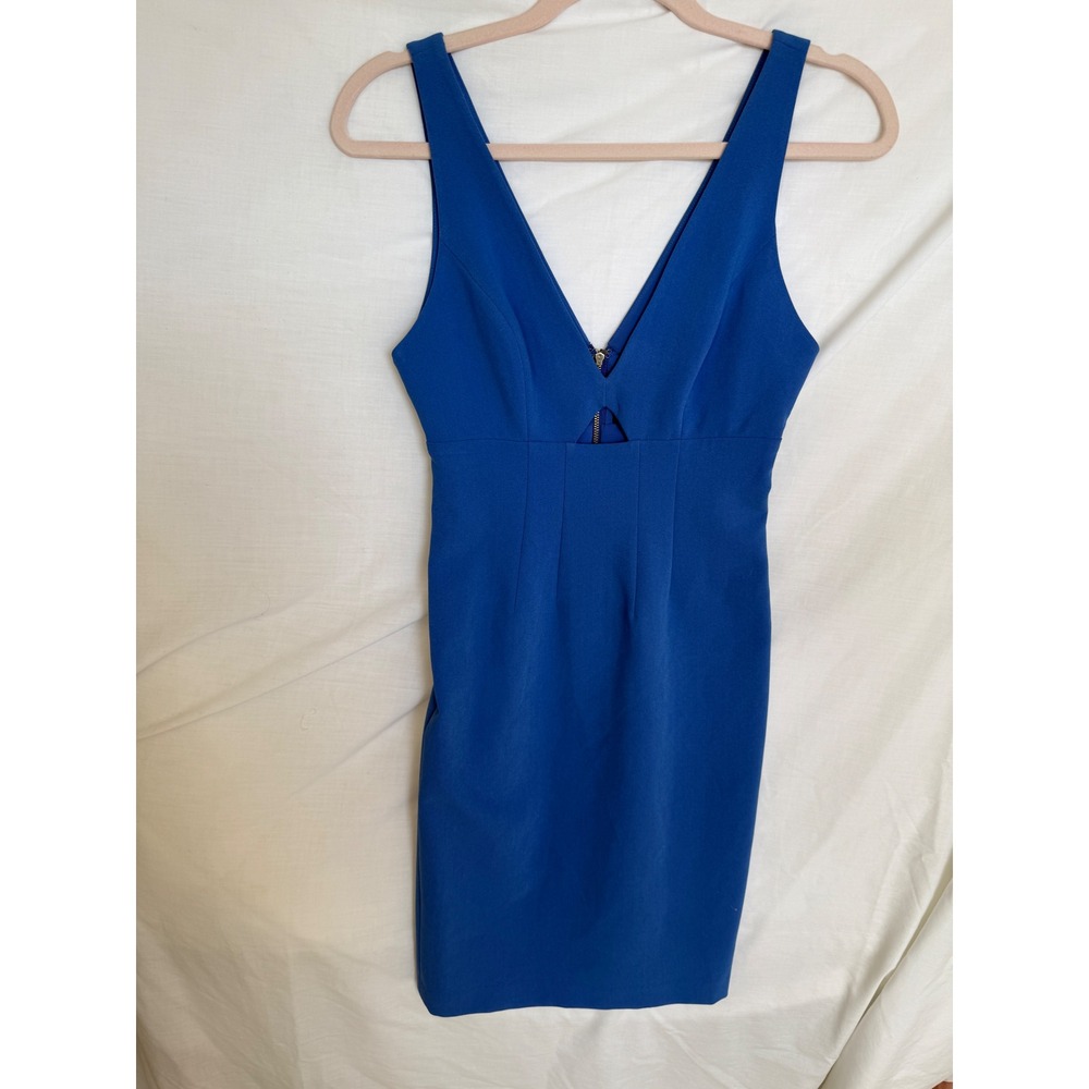 Alice + Olivia Blue V-Neck Cutout Sleeveless Sheath Cocktail Dress Size 0
